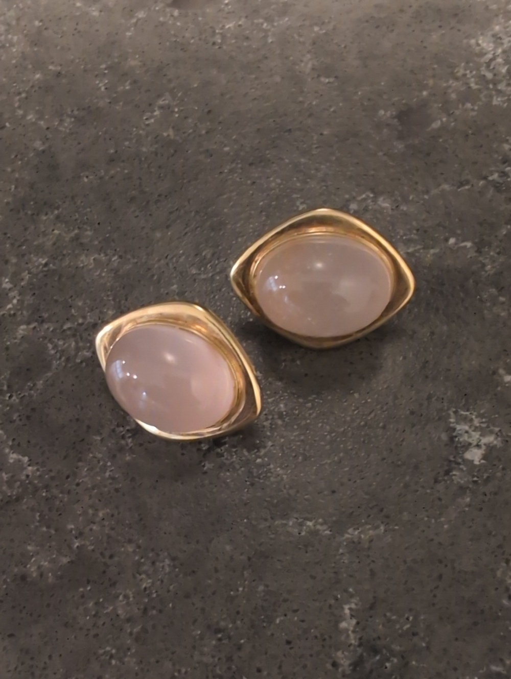 14k Rose Quartz Omega Back Earrings